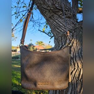 Michael Kors MK Cross Body Messenger Brown Leather Bag
